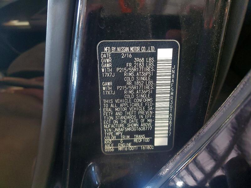 2016 Nissan Juke მანქანა იყიდება აუქციონზე, vin: JN8AF5MR3GT608777, აუქციონის ნომერი: 59990706