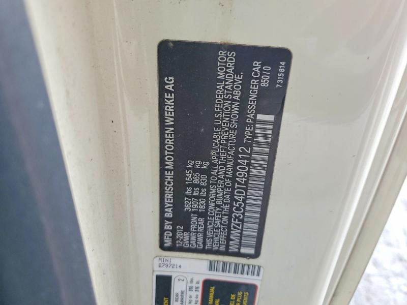 Продажа на аукционе авто 2013 Mini Cooper, vin: WMWZF3C54DT490412, номер лота: 59984616