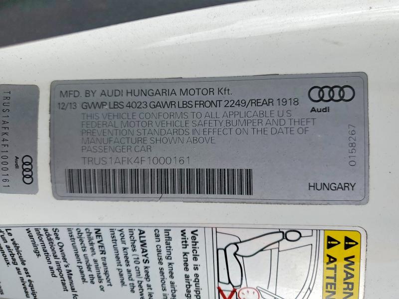 2015 Audi Tts მანქანა იყიდება აუქციონზე, vin: TRUS1AFK4F1000161, აუქციონის ნომერი: 61640656