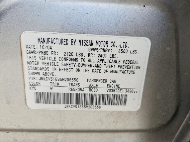 Продажа на аукционе авто 2005 Infiniti G35, vin: JNKCV51E65M206556, номер лота: 59330246