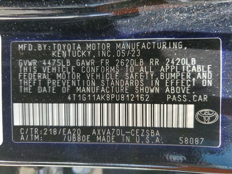 62209456 :رقم المزاد ، 4T1G11AK8PU812162 vin ، 2023 Toyota Camry مزاد بيع