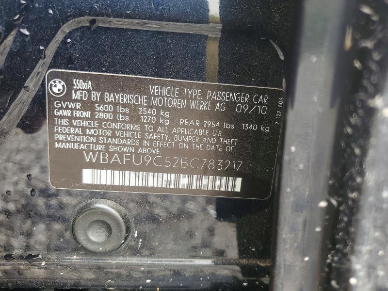 61166736 :رقم المزاد ، WBAFU9C52BC783217 vin ، 2011 Bmw 550 مزاد بيع