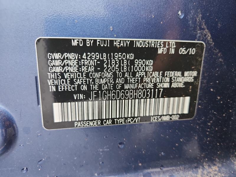 85768975 :رقم المزاد ، JF1GH6D69BH803117 vin ، 2011 Subaru Impreza مزاد بيع