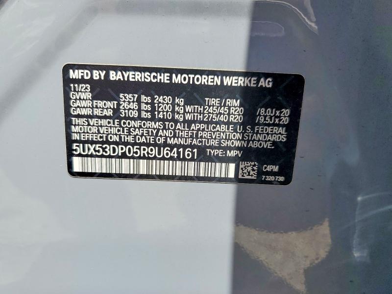 59902016 :رقم المزاد ، 5UX53DP05R9U64161 vin ، 2024 Bmw X3 مزاد بيع
