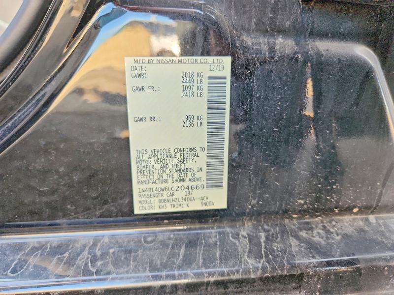 Продаж на аукціоні авто 2020 Nissan Altima, vin: 1N4BL4DW6LC204669, номер лоту: 61330046