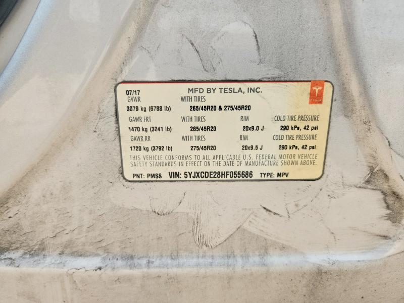 Aukcja sprzedaży 2017 Tesla Model X, vin: 5YJXCDE28HF055686, numer aukcji: 60646116