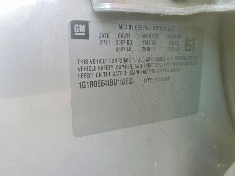 61489486 :رقم المزاد ، 1G1RD6E41BU102583 vin ، 2011 Chevrolet Volt مزاد بيع