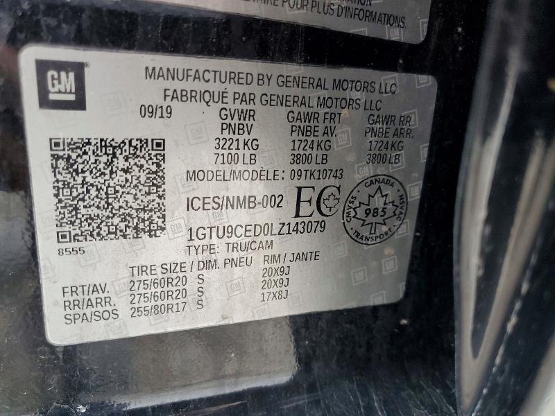 Aukcja sprzedaży 2020 Gmc Sierra, vin: 1GTU9CED0LZ143079, numer aukcji: 60470966