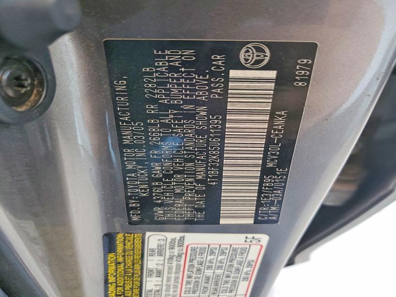 60507946 :رقم المزاد ، 4T1BF32K85U611395 vin ، 2005 Toyota Camry مزاد بيع