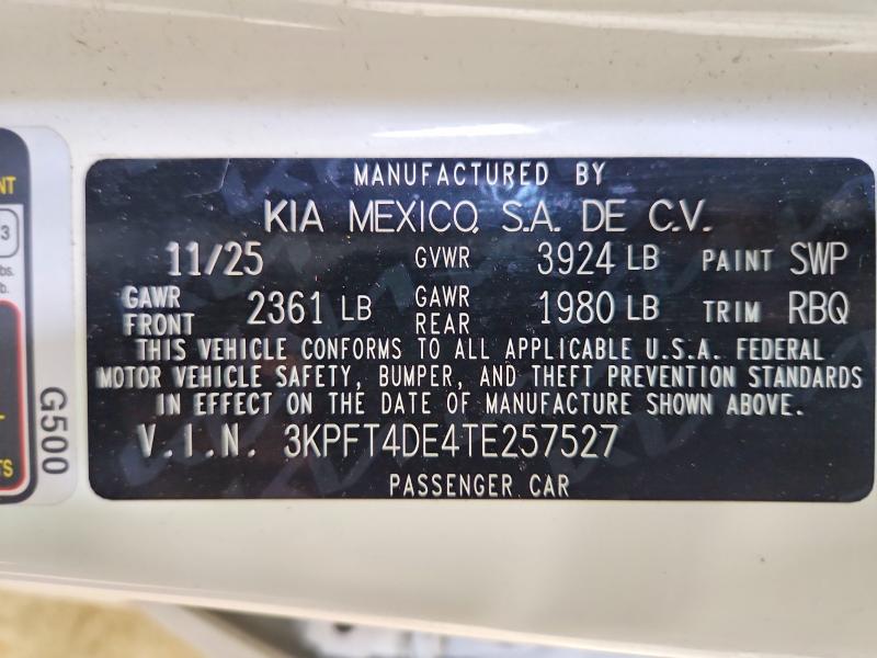 Продажа на аукционе авто 2026 Kia K4, vin: 3KPFT4DE4TE257527, номер лота: 61022396