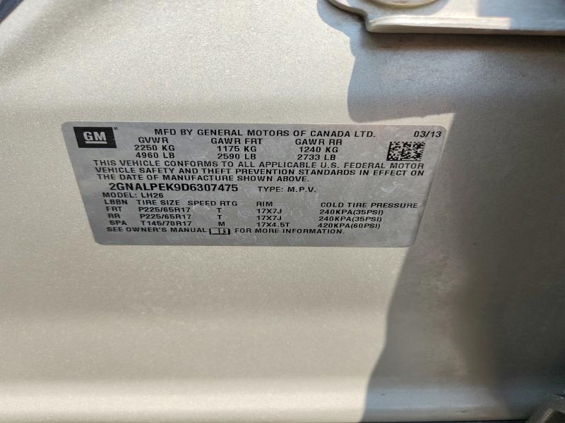 63035856 :رقم المزاد ، 2GNALPEK9D6307475 vin ، 2013 Chevrolet Equinox مزاد بيع