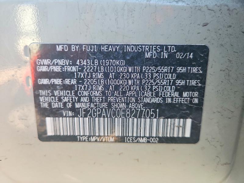 61083776 :رقم المزاد ، JF2GPAVC0E8277051 vin ، 2014 Subaru Xv Crosstrek مزاد بيع