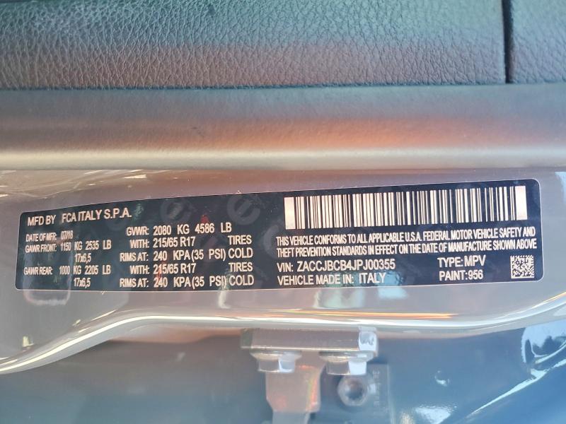 Продажа на аукционе авто 2018 Jeep Renegade, vin: ZACCJBCB4JPJ00355, номер лота: 60845176