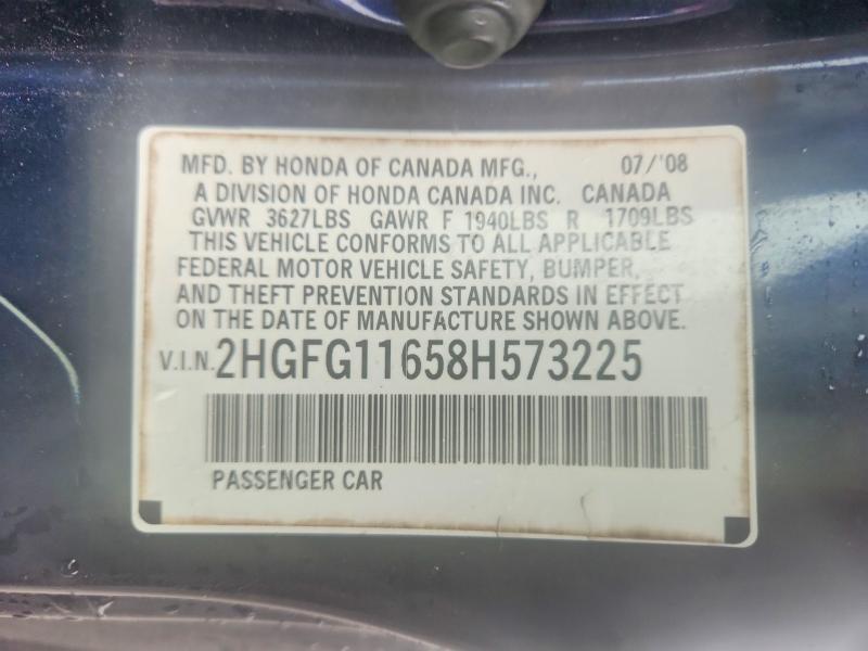 Aukcja sprzedaży 2008 Honda Civic, vin: 2HGFG11658H573225, numer aukcji: 59225766