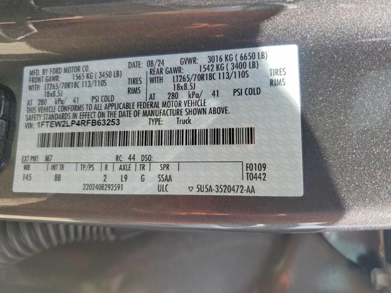 Продажа на аукционе авто 2024 Ford F150, vin: 1FTEW2LP4RFB63253, номер лота: 41634986