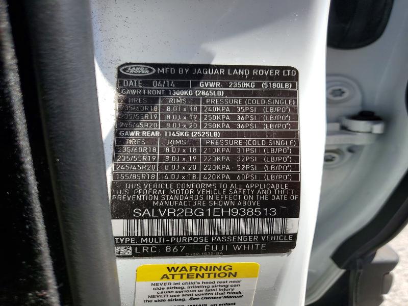 Продажа на аукционе авто 2014 Land Rover Range Rover Evoque, vin: SALVR2BG1EH938513, номер лота: 59783566