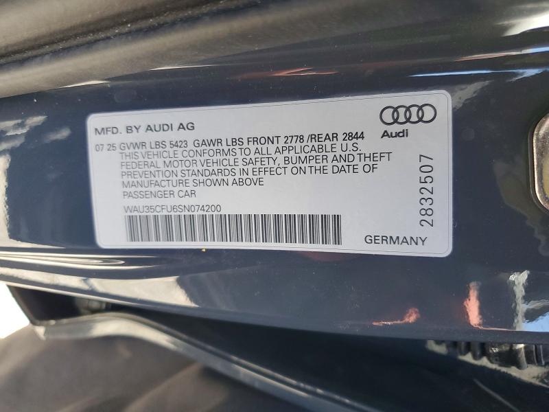 Aukcja sprzedaży 2025 Audi S5, vin: WAU35CFU6SN074200, numer aukcji: 63126396
