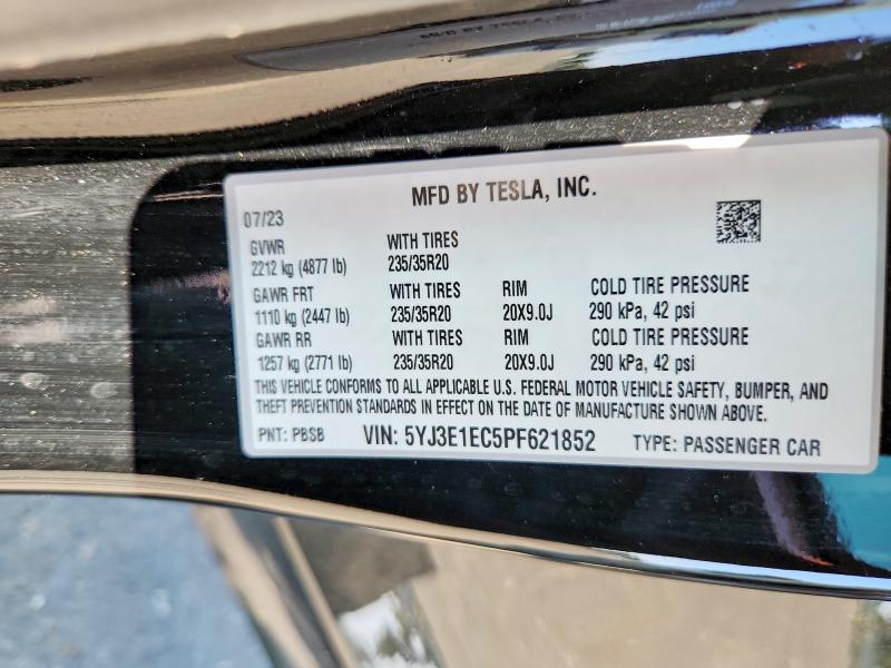 Aukcja sprzedaży 2023 Tesla Model 3, vin: 5YJ3E1EC5PF621852, numer aukcji: 62491936