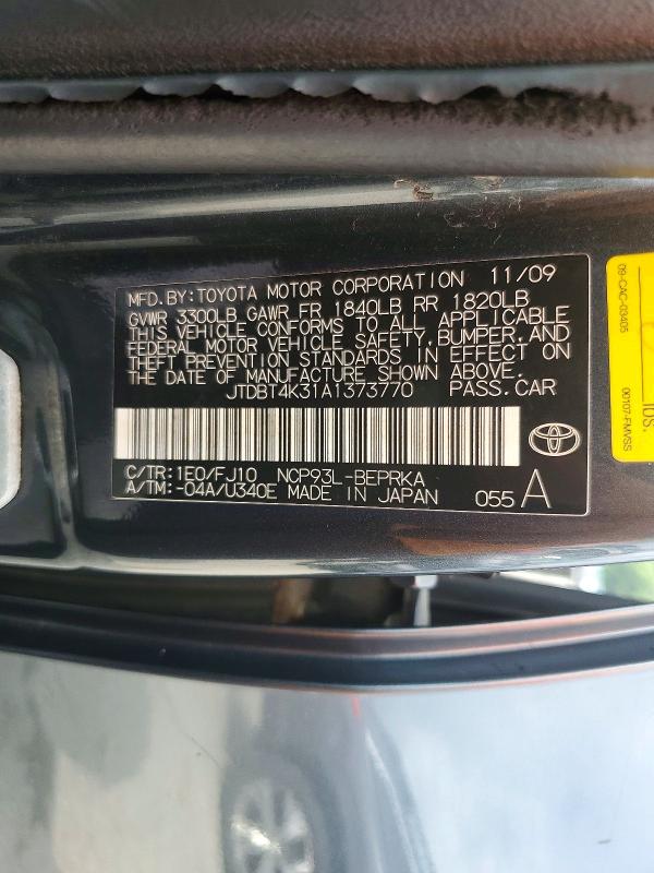 Продаж на аукціоні авто 2010 Toyota Yaris, vin: JTDBT4K31A1373770, номер лоту: 60136236