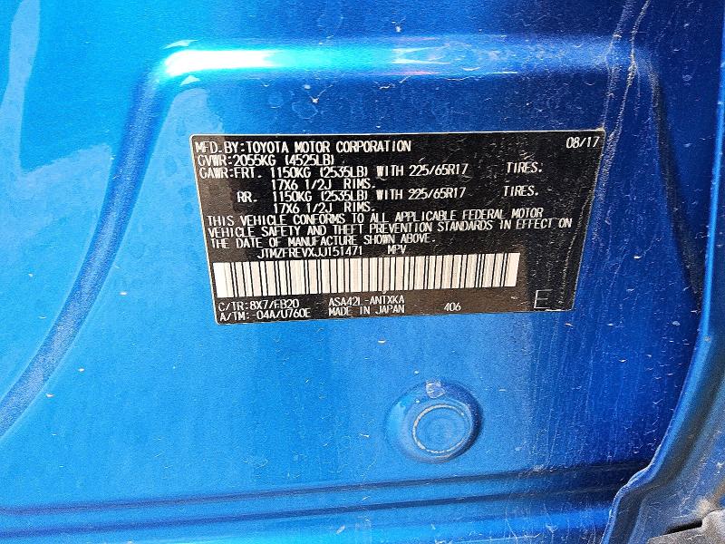 2018 Toyota Rav4 მანქანა იყიდება აუქციონზე, vin: JTMZFREVXJJ151471, აუქციონის ნომერი: 61794816