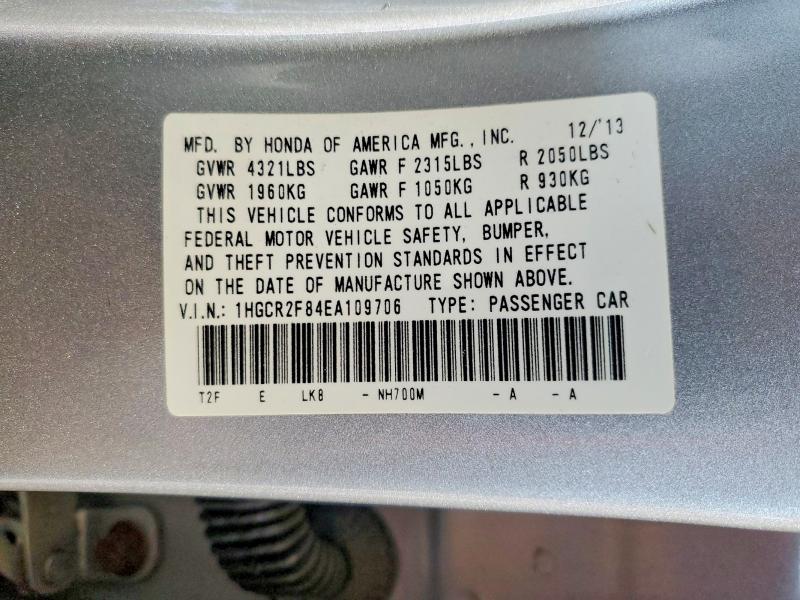 Продажа на аукционе авто 2014 Honda Accord, vin: 1HGCR2F84EA109706, номер лота: 61134766