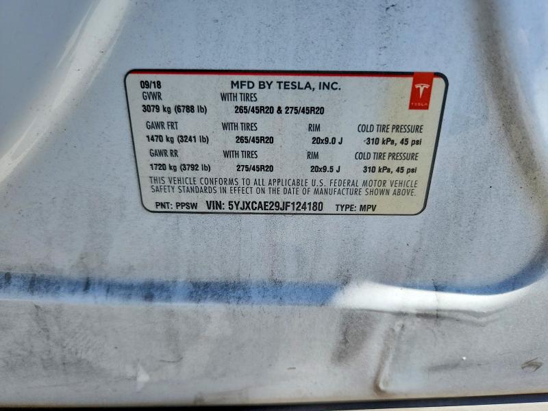Aukcja sprzedaży 2018 Tesla Model X, vin: 5YJXCAE29JF124180, numer aukcji: 62380666