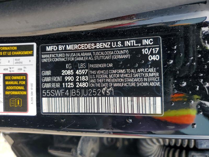Auction sale of the 2018 Mercedes-benz C, vin: 55SWF4JB5JU252151, lot number: 60118946