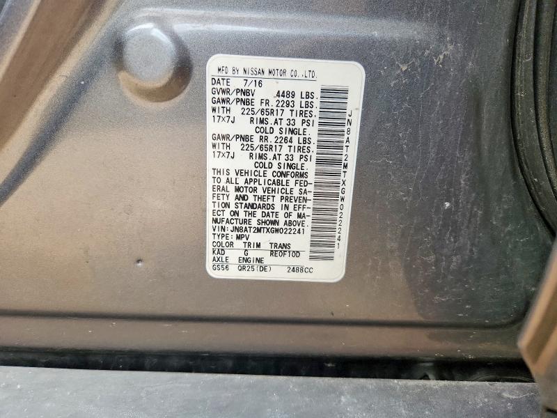 Aukcja sprzedaży 2016 Nissan Rogue, vin: JN8AT2MTXGW022241, numer aukcji: 62938276