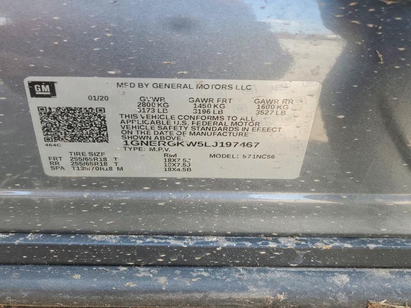 Aukcja sprzedaży 2020 Chevrolet Traverse, vin: 1GNERGKW5LJ197467, numer aukcji: 60516806
