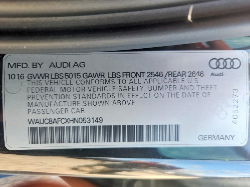Продаж на аукціоні авто 2017 Audi A6, vin: WAUC8AFCXHN053149, номер лоту: 59676836