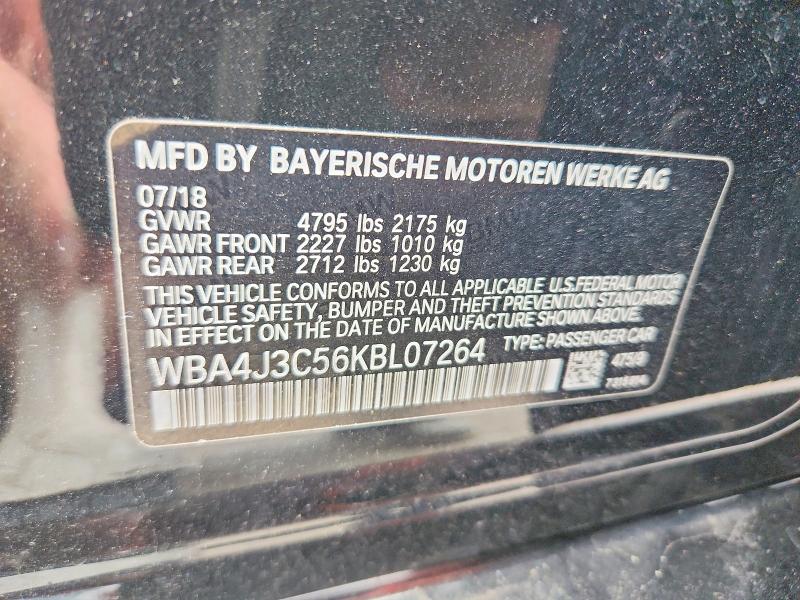 59911296 :رقم المزاد ، WBA4J3C56KBL07264 vin ، 2019 Bmw 430xi مزاد بيع