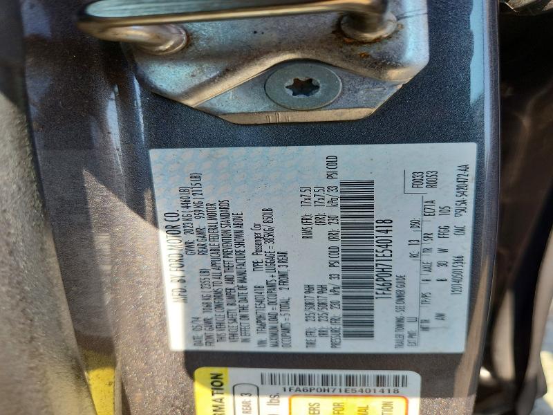 59233176 :رقم المزاد ، 1FA6P0H71E5401418 vin ، 2014 Ford Fusion مزاد بيع