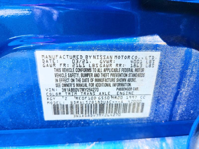 Продажа на аукционе авто 2021 Nissan Sentra, vin: 3N1AB8DV7MY264270, номер лота: 63467416