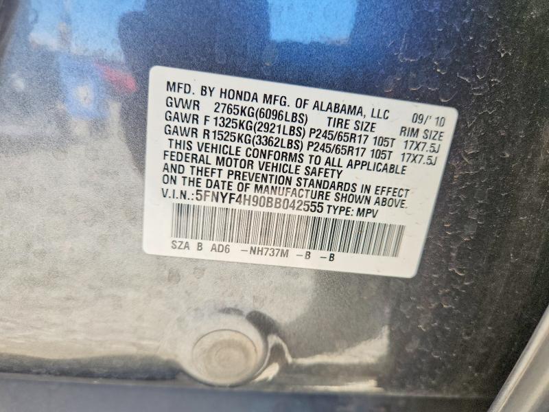 2011 Honda Pilot მანქანა იყიდება აუქციონზე, vin: 5FNYF4H90BB042555, აუქციონის ნომერი: 59399606