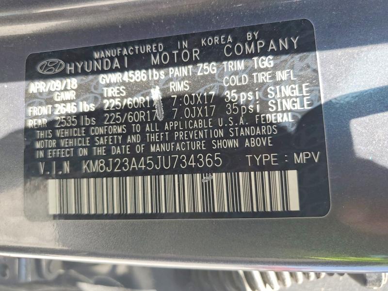 2018 Hyundai Tucson მანქანა იყიდება აუქციონზე, vin: KM8J23A45JU734365, აუქციონის ნომერი: 61173756