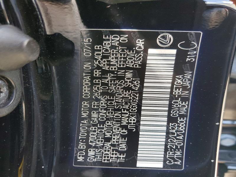 Aukcja sprzedaży 2016 Lexus Es, vin: JTHBK1GGXG2214261, numer aukcji: 61912376