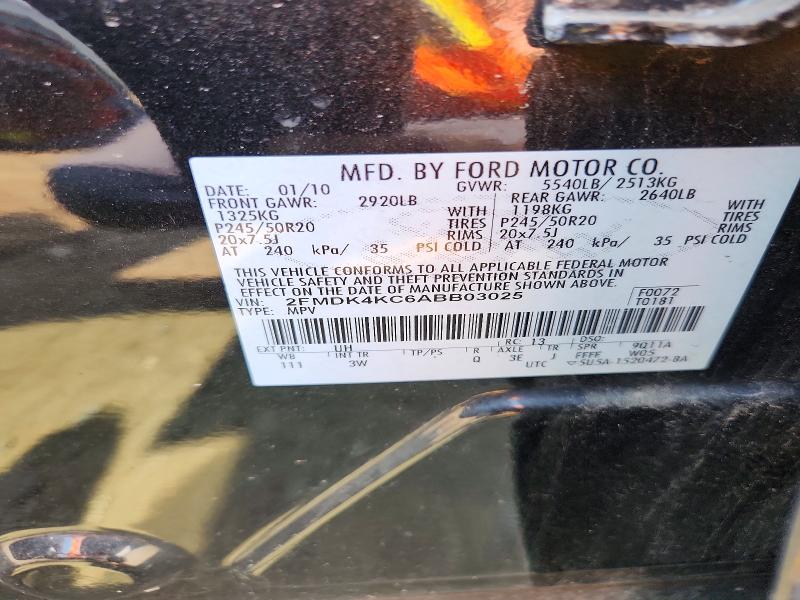 2010 Ford Edge მანქანა იყიდება აუქციონზე, vin: 2FMDK4KC6ABB03025, აუქციონის ნომერი: 62099766