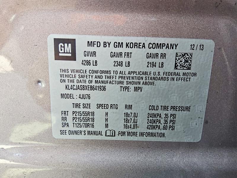 Продажа на аукционе авто 2014 Buick Encore, vin: KL4CJASBXEB641936, номер лота: 58955126