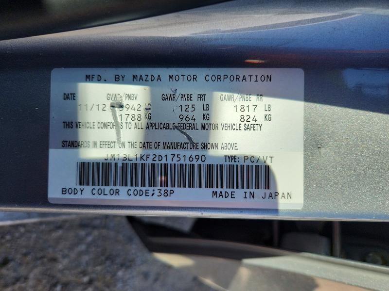 2013 Mazda 3 მანქანა იყიდება აუქციონზე, vin: JM1BL1KF2D1751690, აუქციონის ნომერი: 63110856