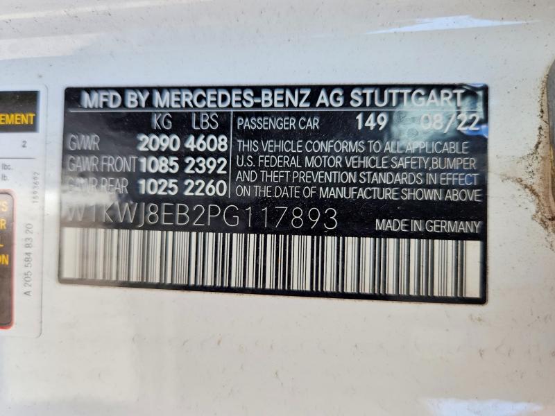 Продаж на аукціоні авто 2023 Mercedes-benz C, vin: W1KWJ8EB2PG117893, номер лоту: 59866946