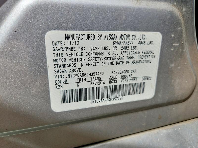 61082526 :رقم المزاد ، JN1CV6AR6DM357490 vin ، 2013 Infiniti G37 Sedan مزاد بيع
