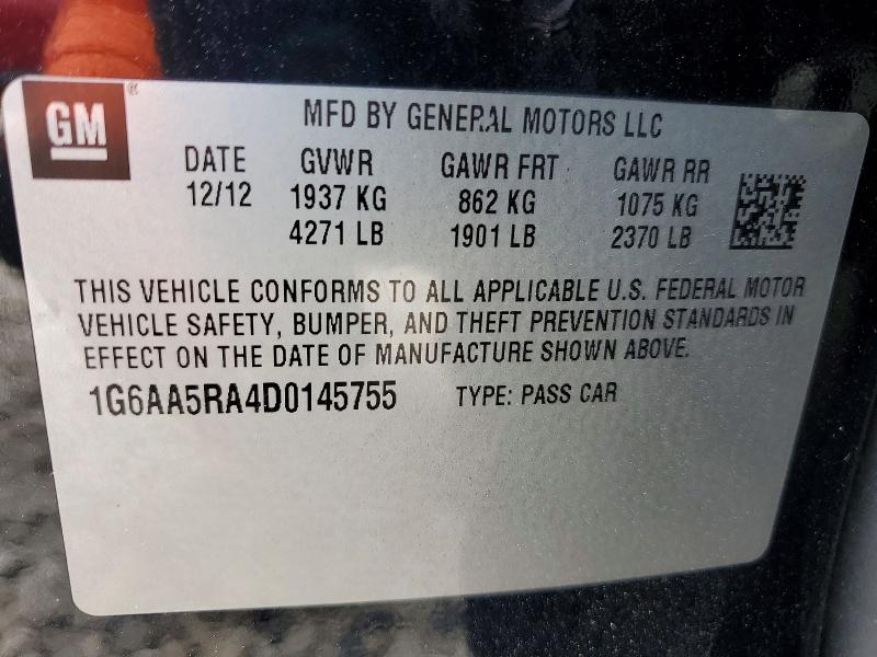 2013 Cadillac Ats მანქანა იყიდება აუქციონზე, vin: 1G6AA5RA4D0145755, აუქციონის ნომერი: 59381856