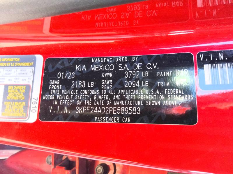 2023 Kia Forte მანქანა იყიდება აუქციონზე, vin: 3KPF24AD2PE589583, აუქციონის ნომერი: 62353456