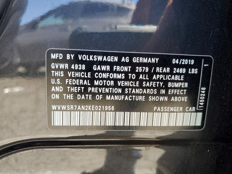 59719036 :رقم المزاد ، WVWSR7AN2KE021956 vin ، 2019 Volkswagen Arteon مزاد بيع