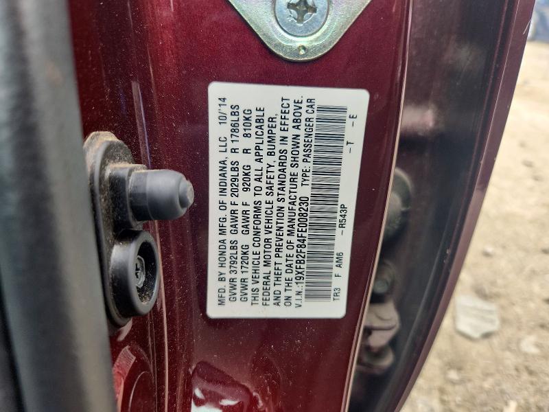 Aukcja sprzedaży 2015 Honda Civic, vin: 19XFB2F84FE008230, numer aukcji: 59301616