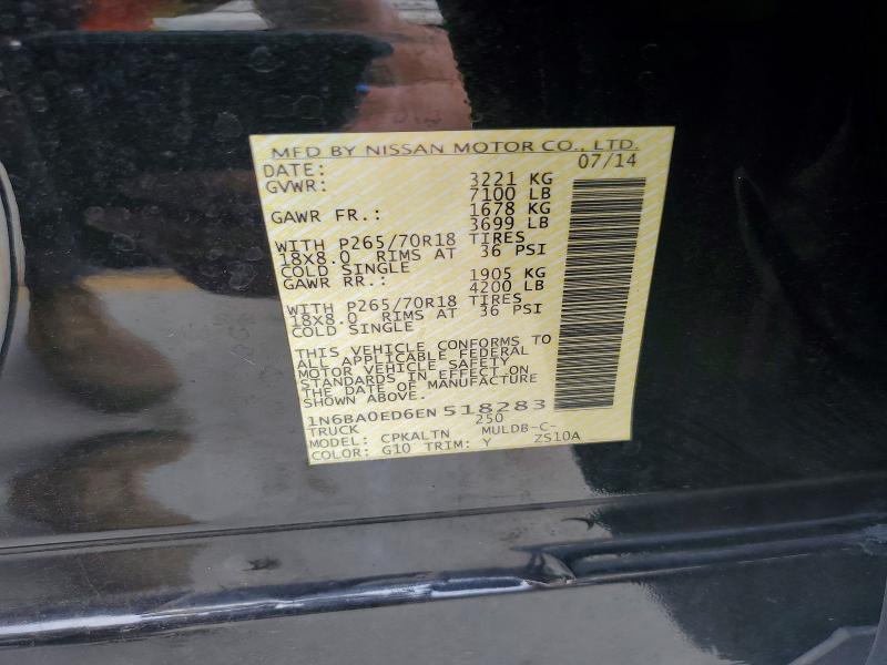 2014 Nissan Titan მანქანა იყიდება აუქციონზე, vin: 1N6BA0ED6EN518283, აუქციონის ნომერი: 61185706