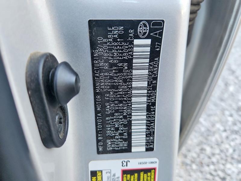 Aukcja sprzedaży 2010 Toyota Corolla, vin: 2T1BU4EE0AC467905, numer aukcji: 59980256