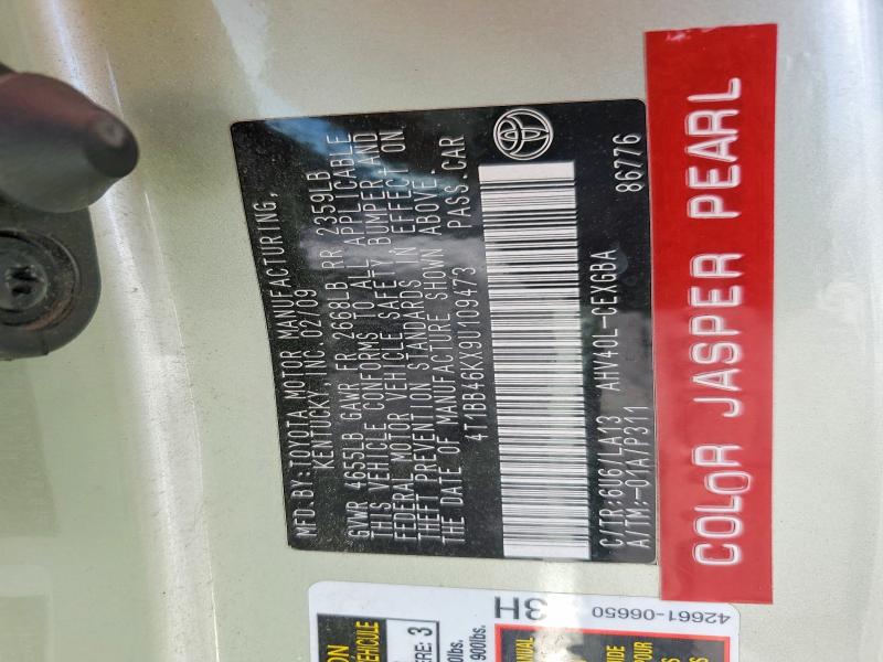 Auction sale of the 2009 Toyota Camry, vin: 4T1BB46KX9U109473, lot number: 60477956