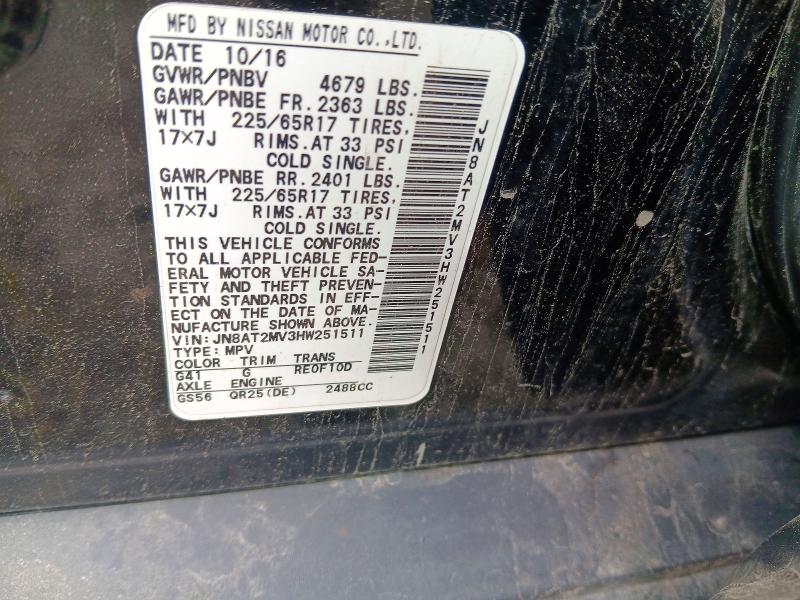 Auction sale of the 2017 Nissan Rogue, vin: JN8AT2MV3HW251511, lot number: 63423856