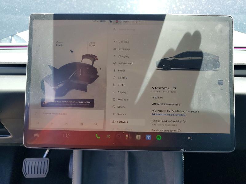 61249326 :رقم المزاد ، 5YJ3E1EA8SF941562 vin ، 2025 Tesla Model 3 مزاد بيع